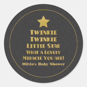Gold Design Twinkle Little Star Baby Shower Classic Round Sticker
