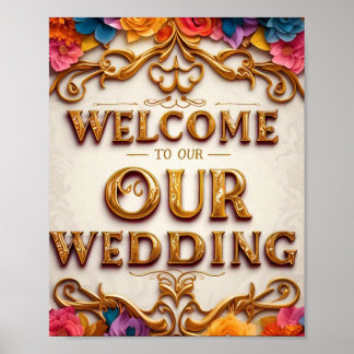 Gold Design Welcome to Our Wedding Wedding Sign 