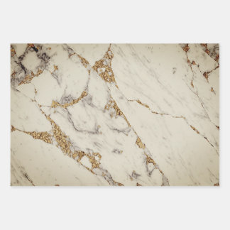 Gold Design White Marble Wrapping Paper Sheet