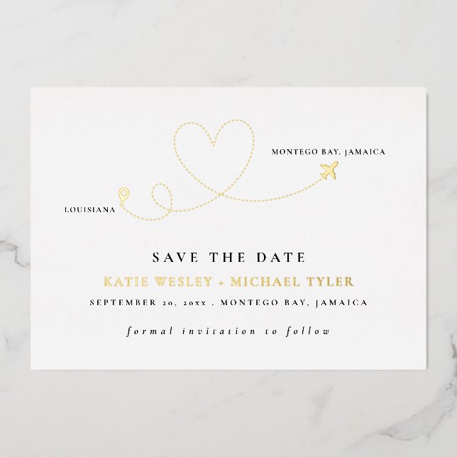 Gold Destination Wedding Save the Date (Front)