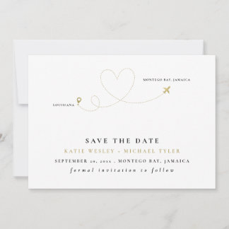 Gold Destination Wedding Save the Date Invitation