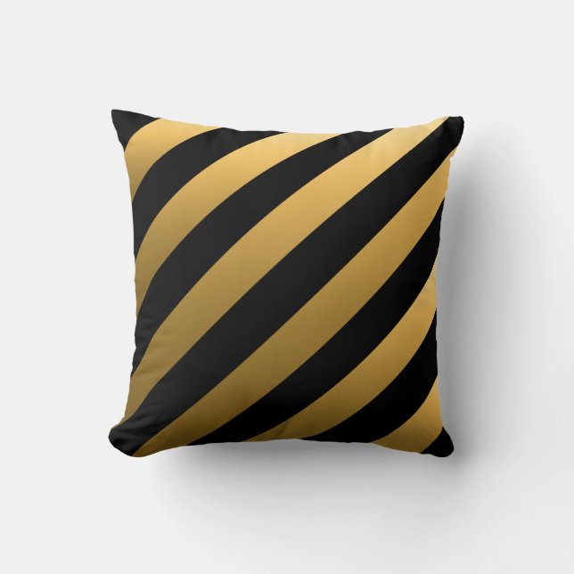 Gold Diagonal Stripes Cushion (Front)
