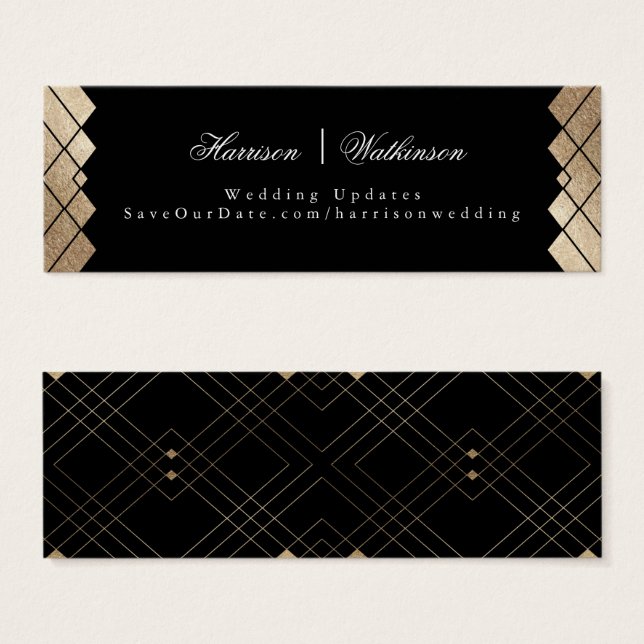 Gold Diamond Black Geometric Deco Gatsby Wedding (Front & Back)