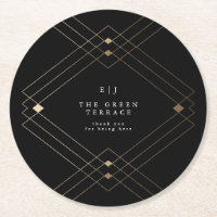 Gold Diamond Black Geometric Deco Gatsby Wedding