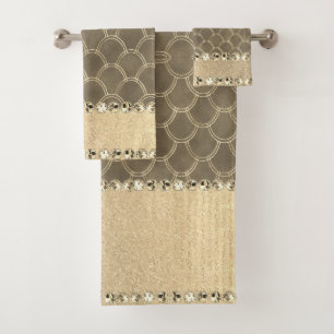 Gold Diamond Bling Bath Towel Set