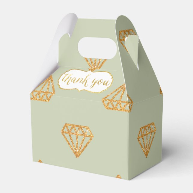 Gold Diamond Geometric On Mint Thank You Favour Box (Front Side)