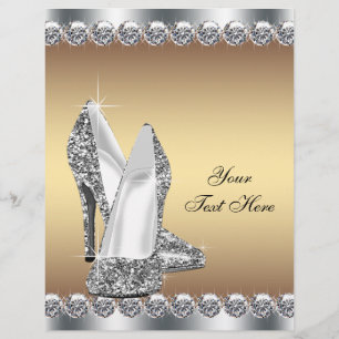 Gold Diamond Glitter High Heel Shoe Flyer