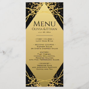 Gold Diamond Glitter on Black Wedding Menu