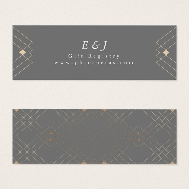 Gold Diamond Gray Geometric Deco Gatsby Wedding (Front & Back)