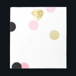 Gold Diamond & Large Pink Confetti Monogram Notepad<br><div class="desc">Pretty personalised notepad with large confetti in pink,  black,  and gold. Customise your monogram inside a gold-coloured diamond.</div>