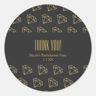 Gold Diamond Modern Design Bachelorette Favour Classic Round Sticker