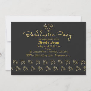 Gold Diamond Modern Design Bachelorette Party Invitation