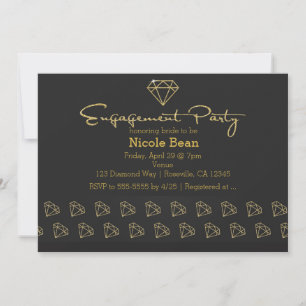 Gold Diamond Modern Design Engagement Party Invitation