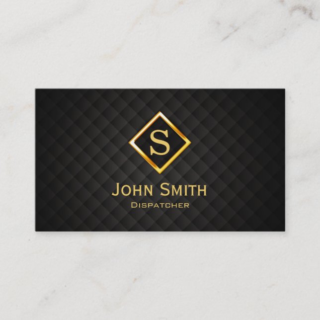 Gold Diamond Monogram Dispatcher Business Card (Front)