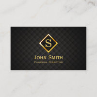 Gold Diamond Monogram Funeral Business Card