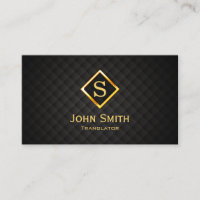Gold Diamond Monogram Translator Business Card