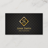 Gold Diamond Monogram Web Design Business Card