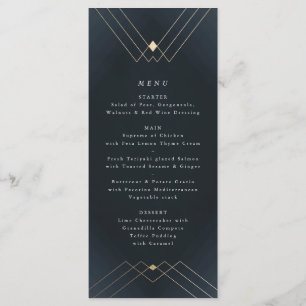Gold Diamond Navy Geometric Deco Gatsby Menu