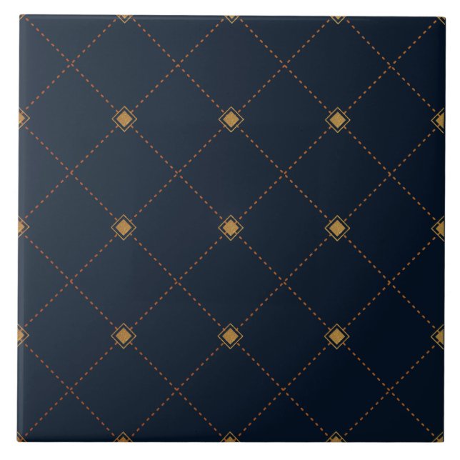 Gold Diamond Pattern Ceramic Tile (Front)