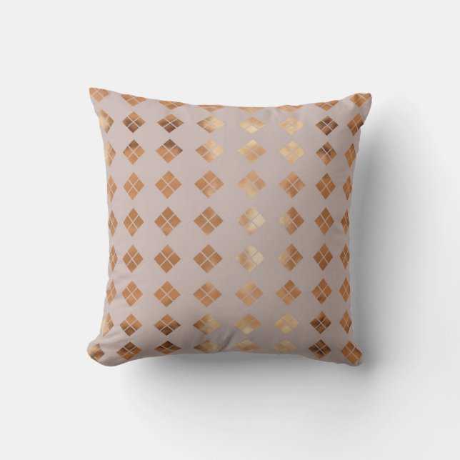 Gold Diamond/Pattern Reversible Decorative Pillow (Front)