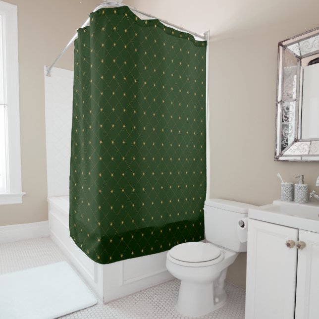 Gold Diamond Pattern Shower Curtain (In Situ)