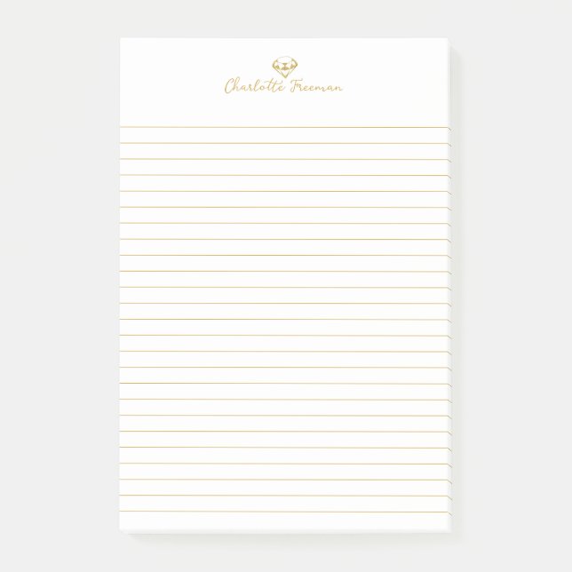 Gold Diamond Personalised Lined Notepad (Front)