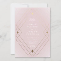 Gold Diamond Pink Geometric Deco Gatsby Wedding