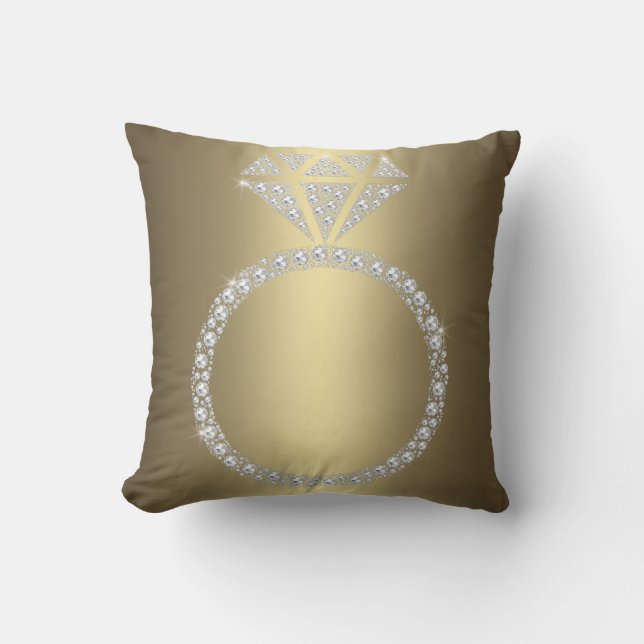 GOLD DIAMOND RING CUSHION WEDDING (Front)