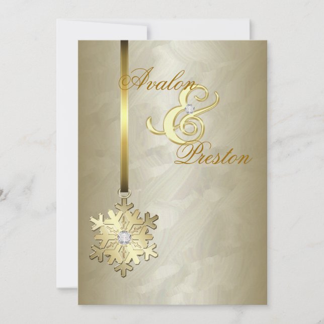 Gold Diamond Snowflake Gold Foil Invitation (Front)