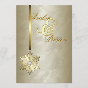 Gold Diamond Snowflake Gold Foil Invitation