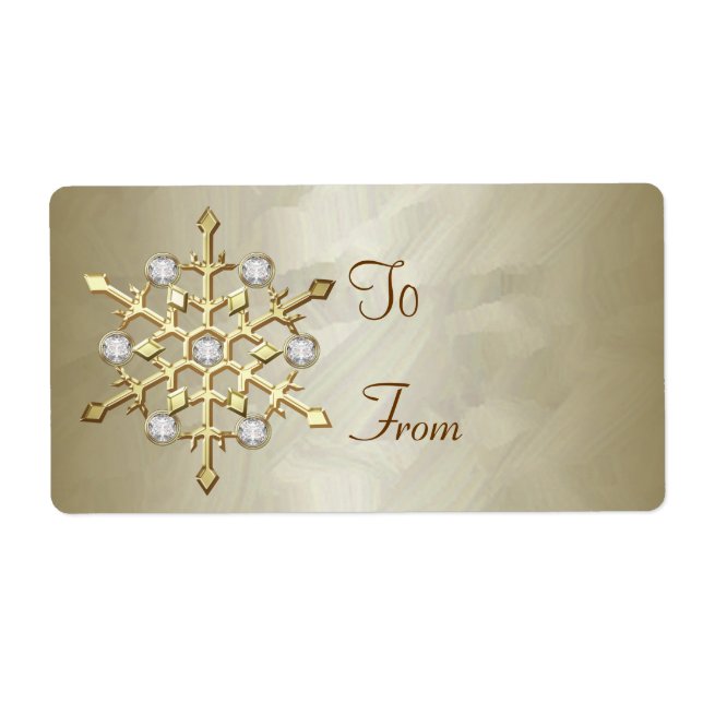 Gold Diamond Snowflake Gold Gift Tag (Front)