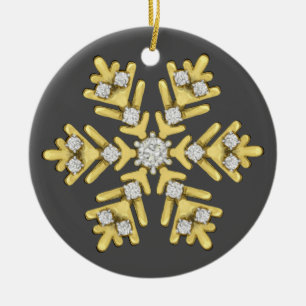 gold diamond snowflake illustration ceramic ornament