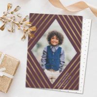 Gold Diamond Stripes Frame Photo Christmas