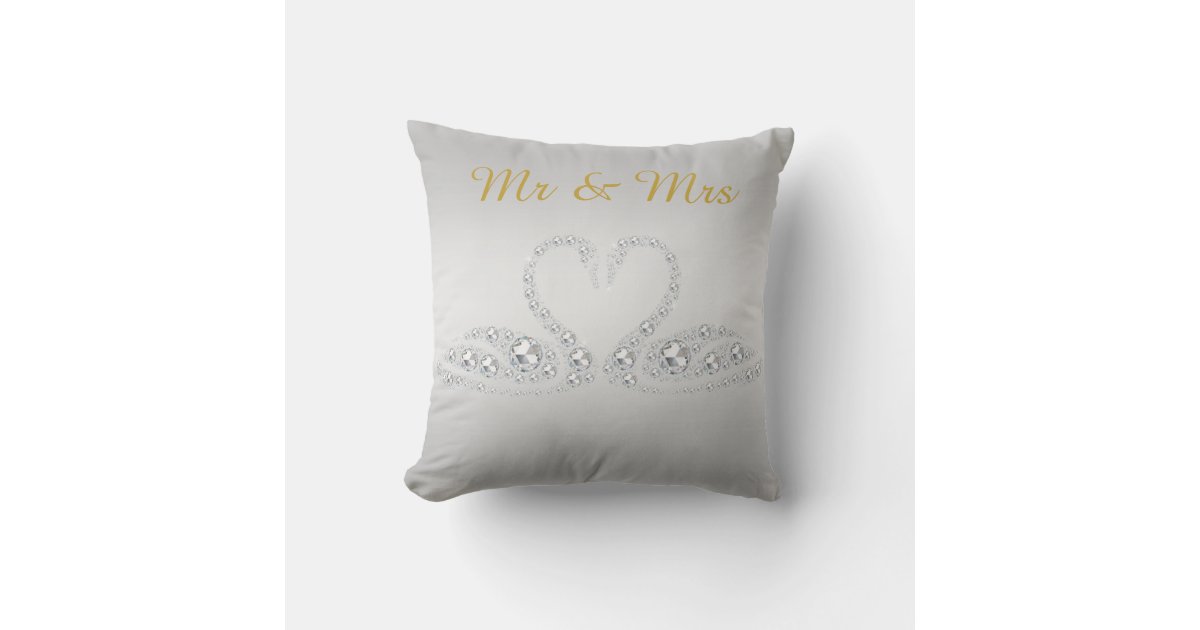GOLD DIAMOND SWAN CUSHION WEDDING silver Zazzle