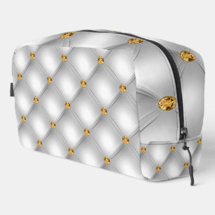 Gold Diamond Tuft White Dopp Kit