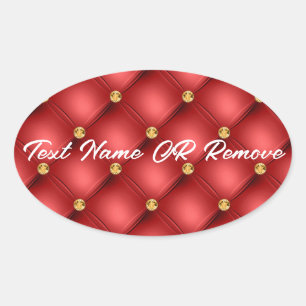Gold Diamond Tufted Custom Text Red Sticker