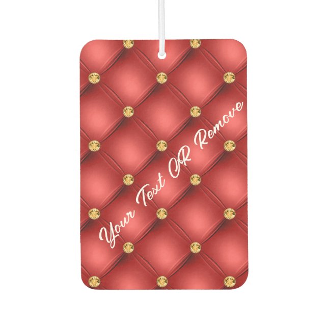 Gold Diamond Tufted Text Red Air Freshener (Front)