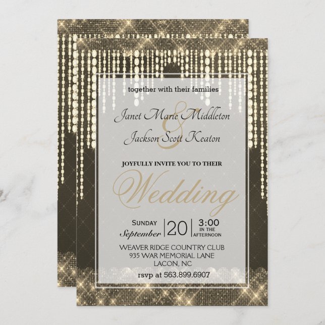 Gold Diamond Wedding Invitation (Front/Back)