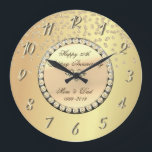 Gold Diamonds 25th Wedding Anniversary Large Clock<br><div class="desc">Elegant gold diamonds wedding anniversary clock.</div>