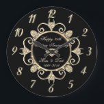 Gold Diamonds 25th Wedding Anniversary Large Clock<br><div class="desc">Elegant gold diamonds wedding anniversary clock.</div>