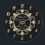 Gold Diamonds 25th Wedding Anniversary Large Clock<br><div class="desc">Elegant gold diamonds wedding anniversary clock.</div>