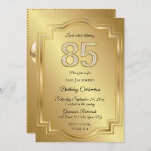 Gold & Diamonds 85th Birthday Anniversary Invitation
