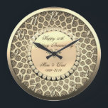 Gold Diamonds,Damask  25th Wedding Anniversary Large Clock<br><div class="desc">Elegant gold diamonds on damask .</div>
