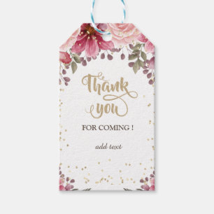 Gold Diamonds  Floral Burgundy WeddingThank You Gift Tags