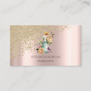 Gold Diamonds Floral Spray Bottle Business Card