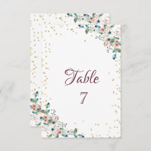 Gold Diamonds Flowers Table Card