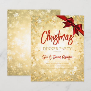 Gold Diamonds Glitter Red Ribbon Christmas Holiday