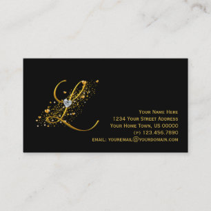 Gold & Diamonds Initial L Stardust Business Card