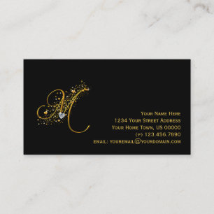 Gold & Diamonds Initial M Stardust Business Card