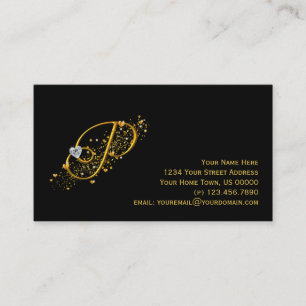 Gold & Diamonds Initial P Stardust Business Card